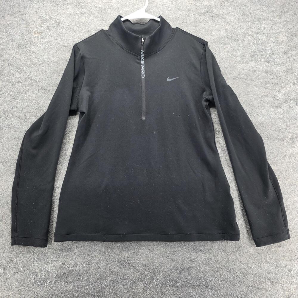 Nike Dri-FIT Pullover Womens L Black 1/4 Zip Mock Neck Moisture Wicking